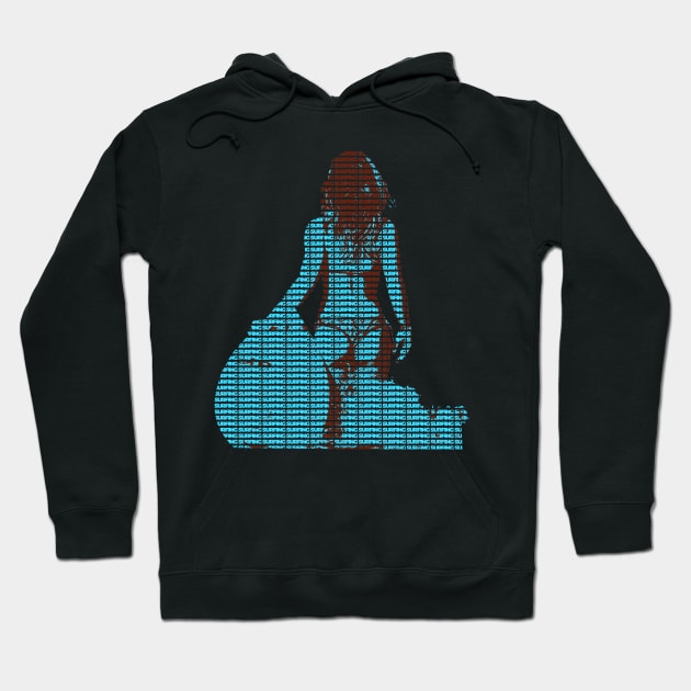 The Surfing Girl at the Beach - Typography Artwork Hoodie by SPAZE